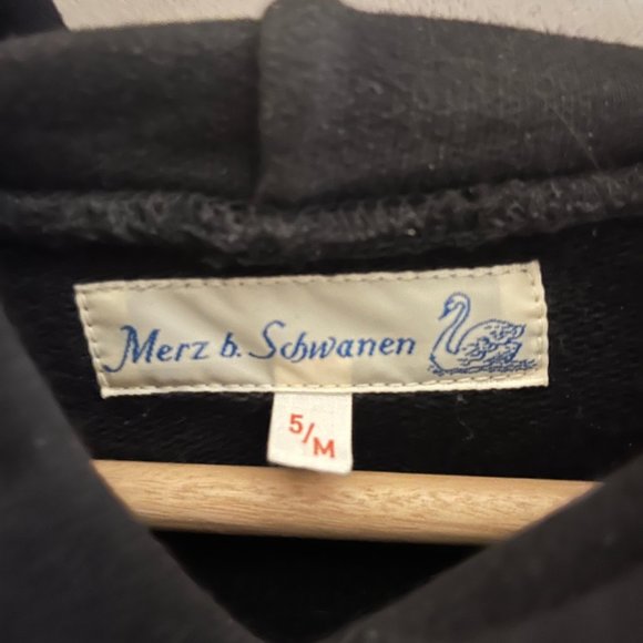 Merz b. Schwanen black 382 Men's Loopwheeled Hoodie - Picture 2 of 4